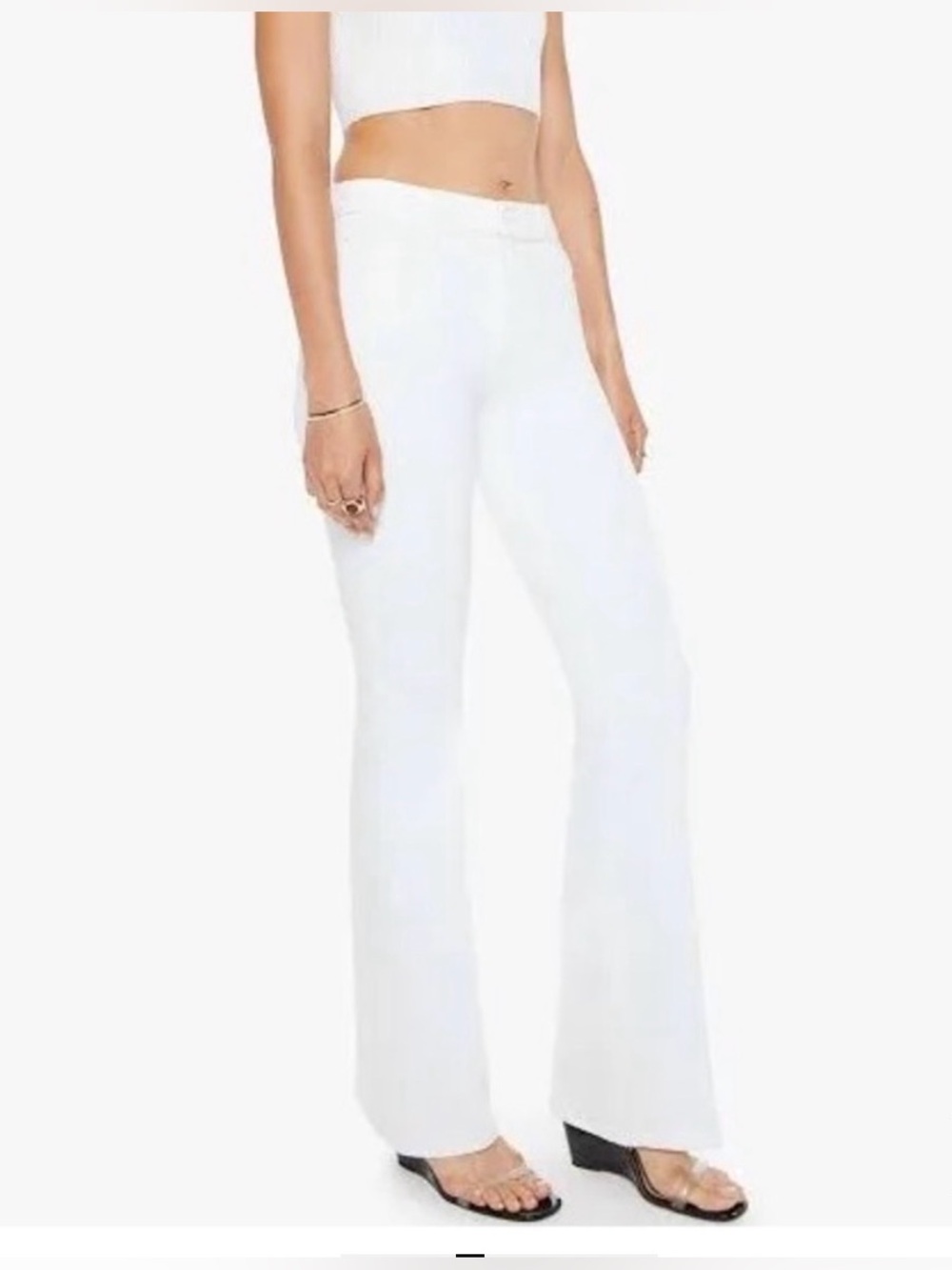 MOTHER  SUPERIOR The Weekender Jeans White Flare Jeans size 25 (27) Mid Rise